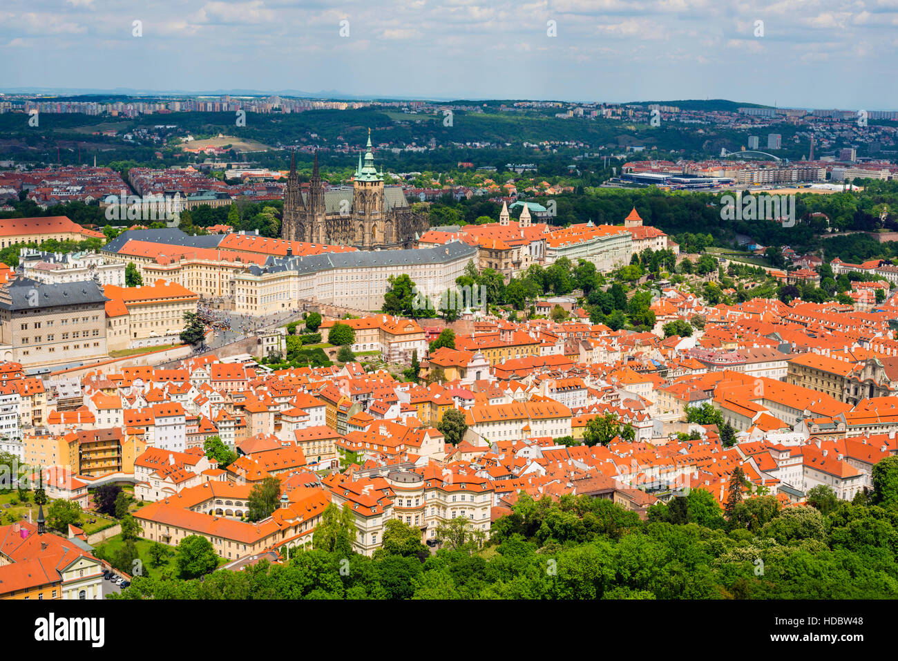 Prague Lesser Town, city scape, Mala Strana, Prague Castle, Hradcany and historic center, Nove Mesto, Prague, Czech Republic Stock Photo