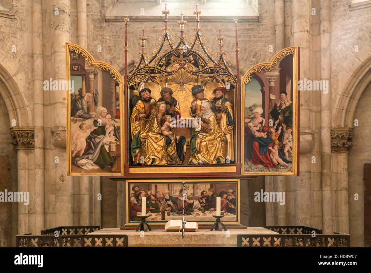Interior, high altar by Martin Schaffner, Ulm Minster, Ulm, Baden-Württemberg, Germany Stock Photo