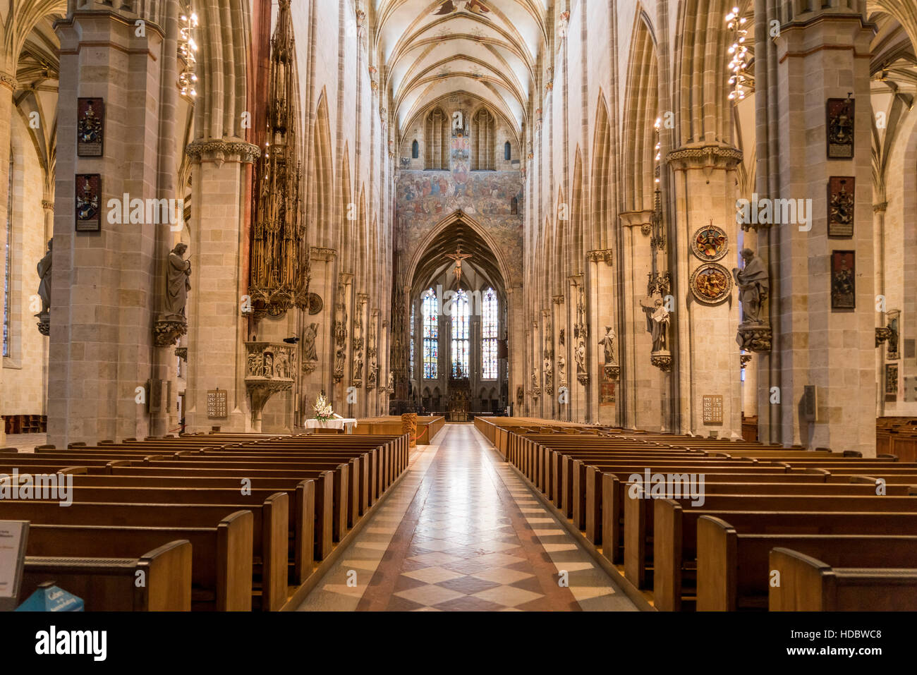 Interior of Ulm Minster, Ulm, Baden-Württemberg, Germany Stock Photo