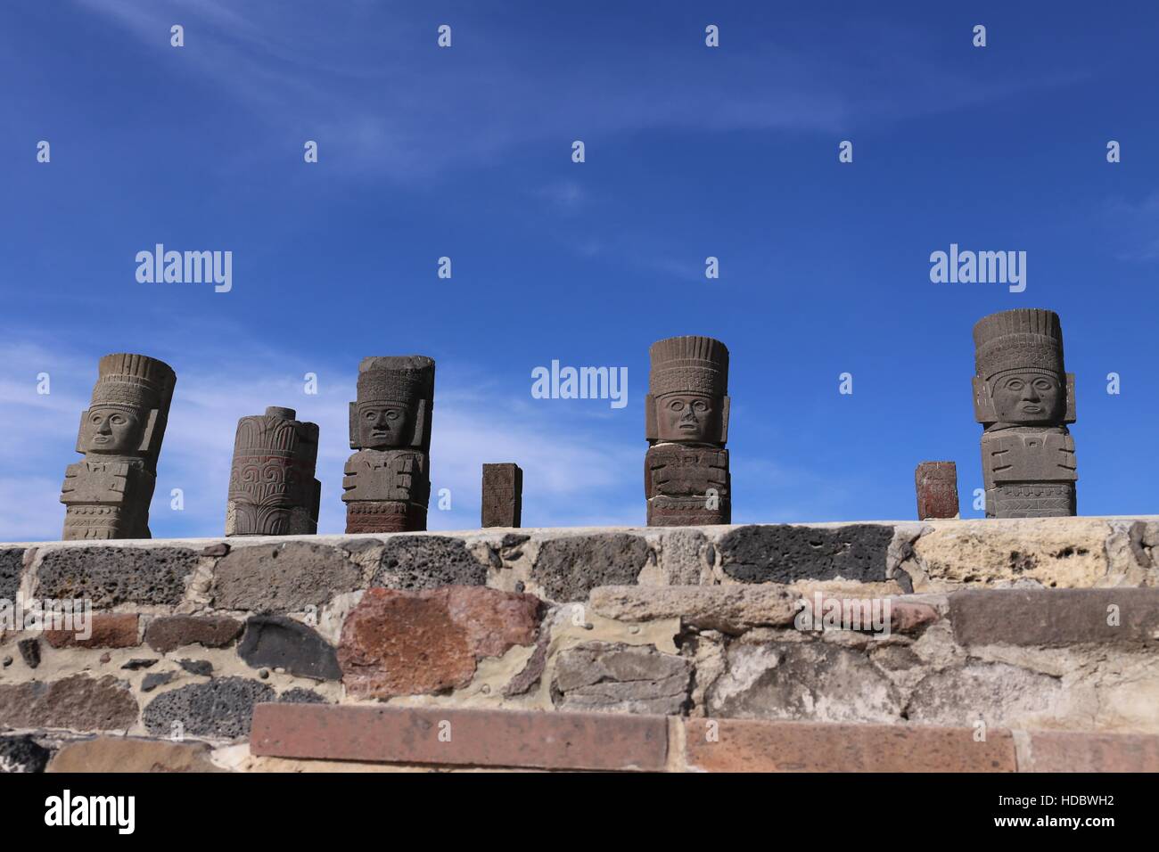 Toltec Warriors in Tula - Mesoamerican archaeological site, Mexico Stock Photo