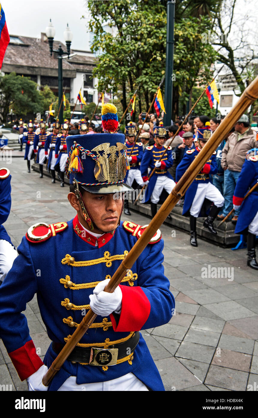 Changing of the Guard ceremony in front of the Carondelet Presidential Palace in Quito, Ecuador Stock Photo