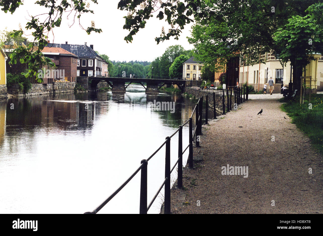 ARBOGA Vestmanland Old Homes along the River 2013 Stock Photo