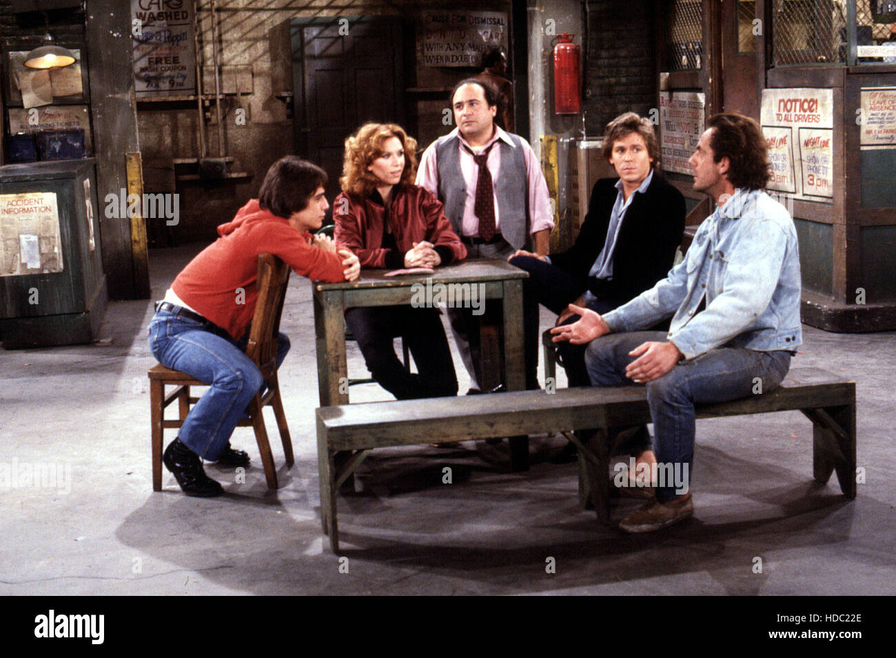 TAXI, Tony Danza, Marilu Henner, Danny DeVito, Jeff Conaway, Christopher Lloyd, Season 3, 1980-1981. Stock Photo