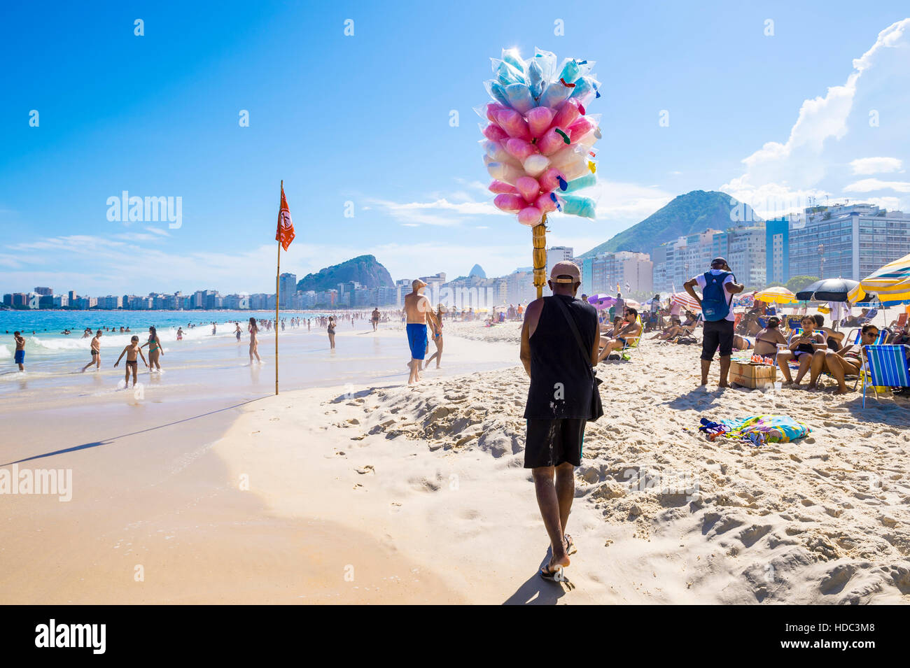 RIO DE JANEIRO FEBRUARY 27, 2016 Brazilian beach vendor selling