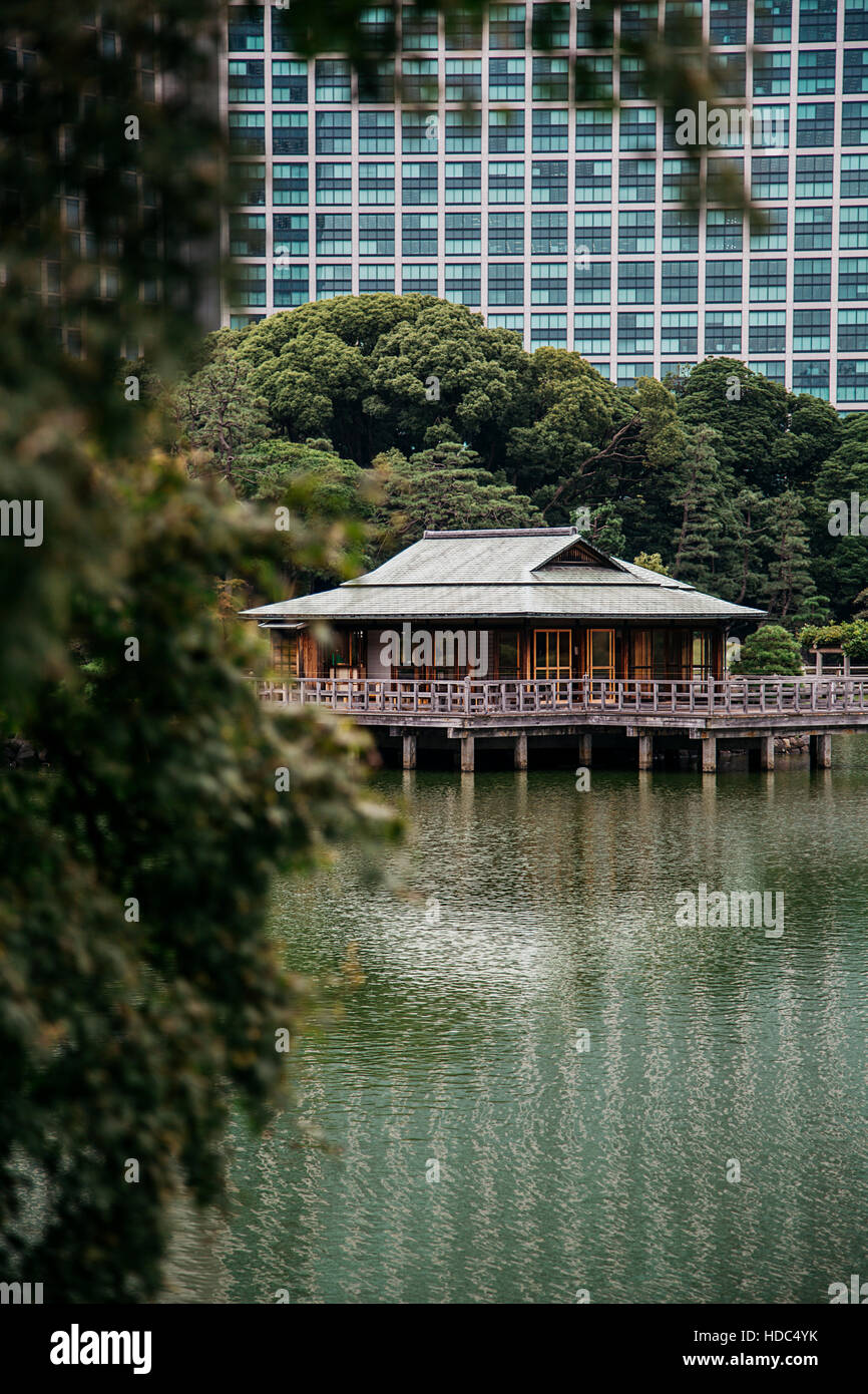 Nakajima Tea House on the lake in Tokyo, Japan Stock Photo
