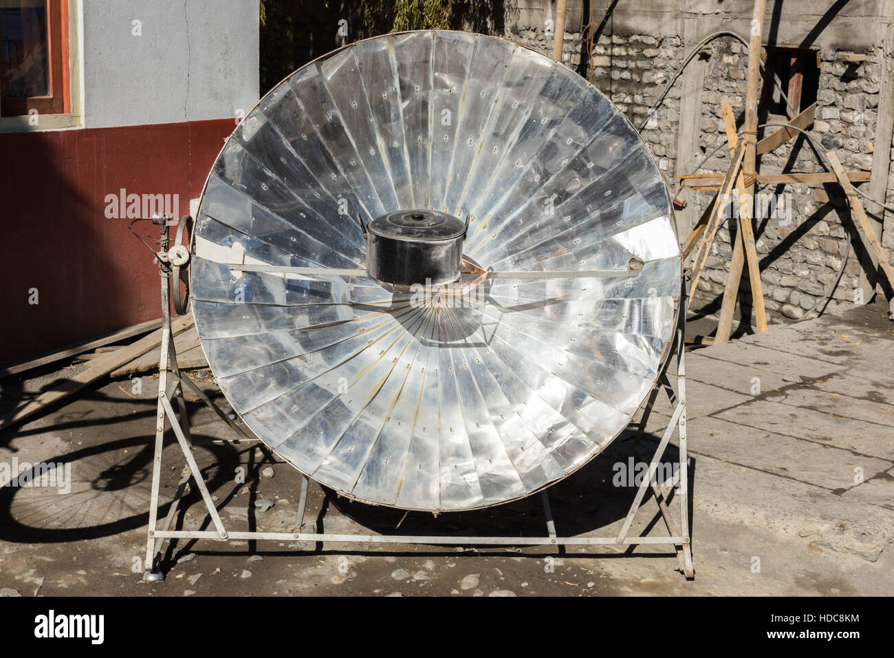solar heater, Himalayas Stock Photo