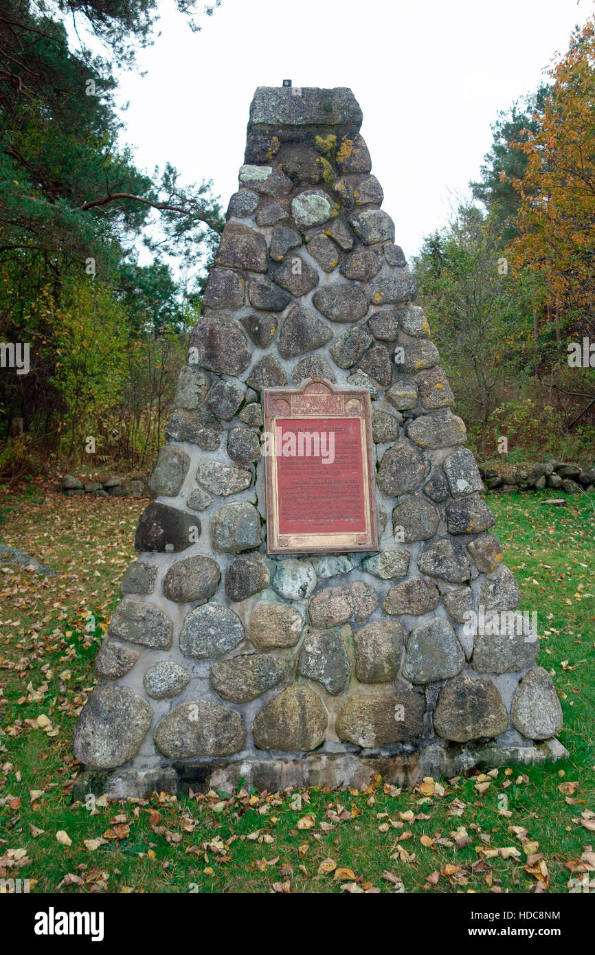 The Battle of Bloody Creek monument - was fought December 8, 1757, during the French and Indian War. Stock Photo