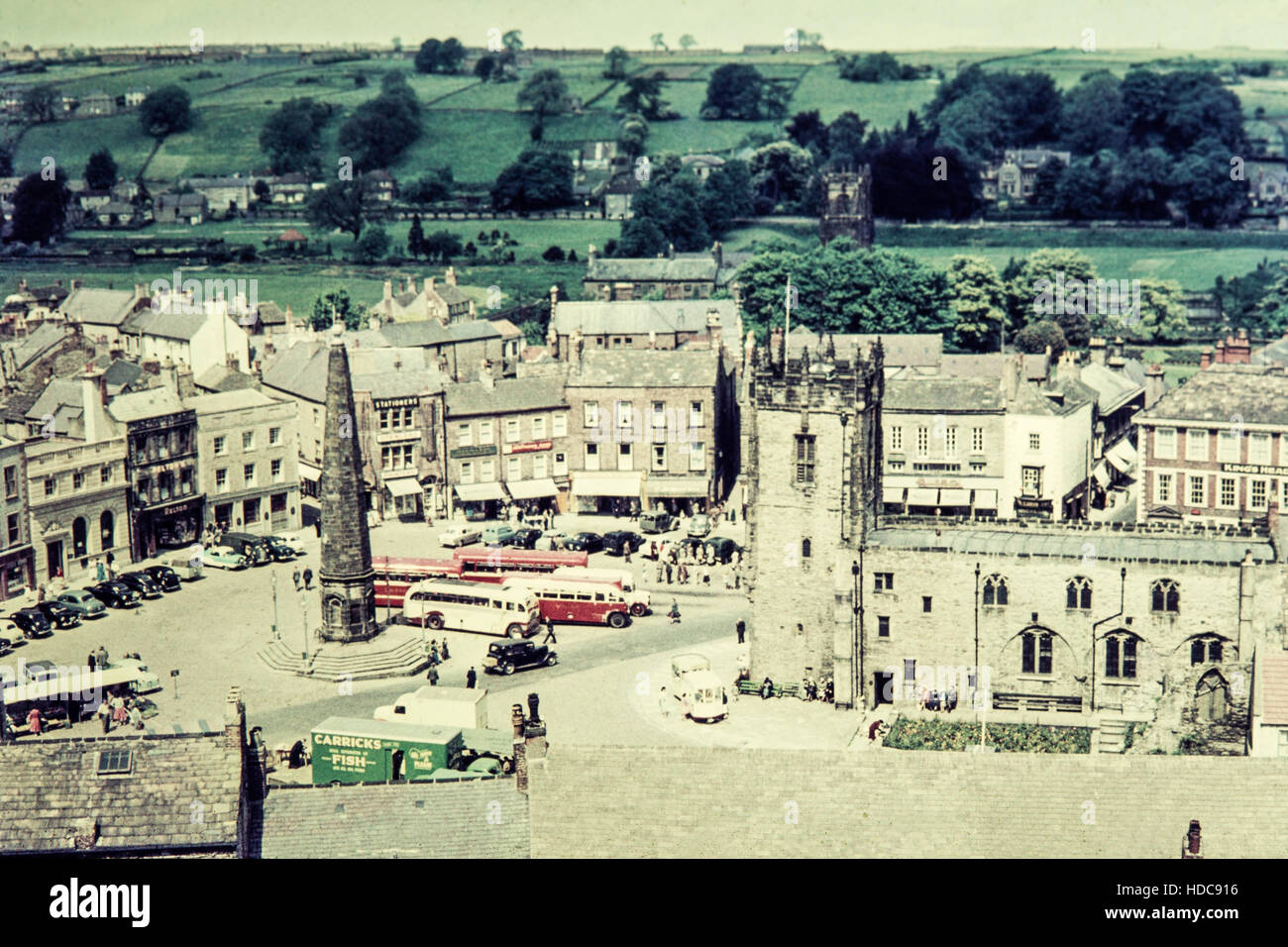 Market Place, Richmond, Yorkshire, England. View from the castle. Photo taken in May 1960. Stock Photo