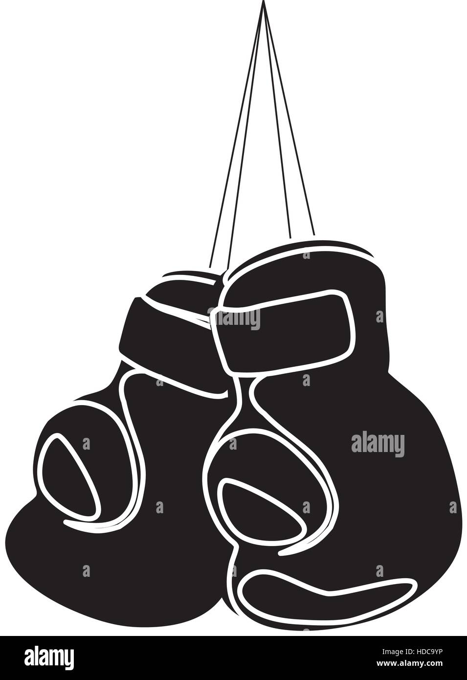 boxing gloves hanging icon. sport equipment concept. over white ...