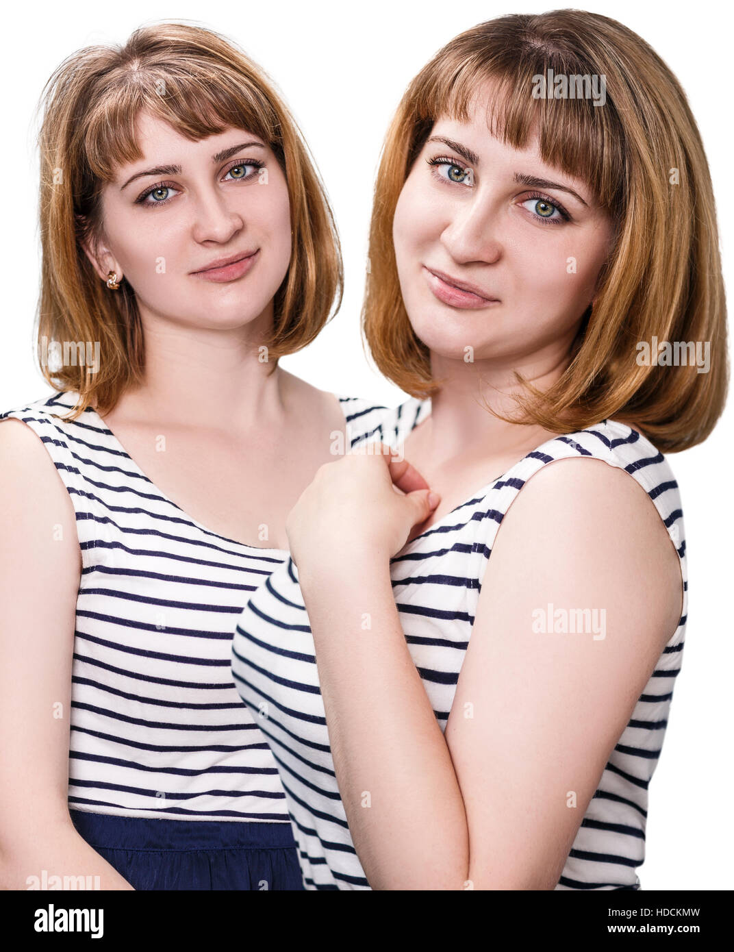 Woman before and after hair treatment. Stock Photo