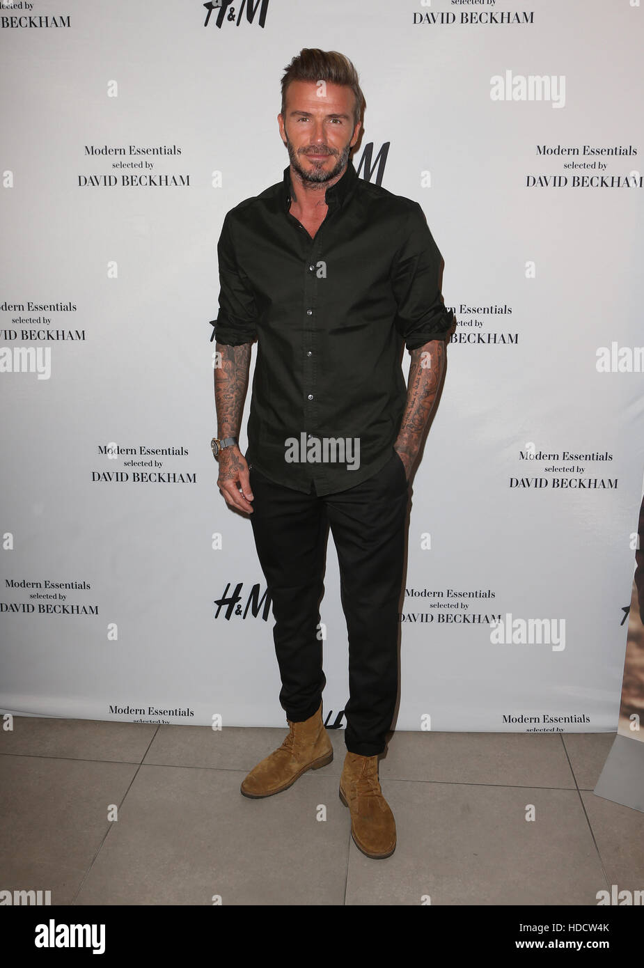 David Beckham Launches New H&M Modern Essentials Campaign  Featuring: David Beckham Where: Los Angeles, California, United States When: 27 Sep 2016 Stock Photo