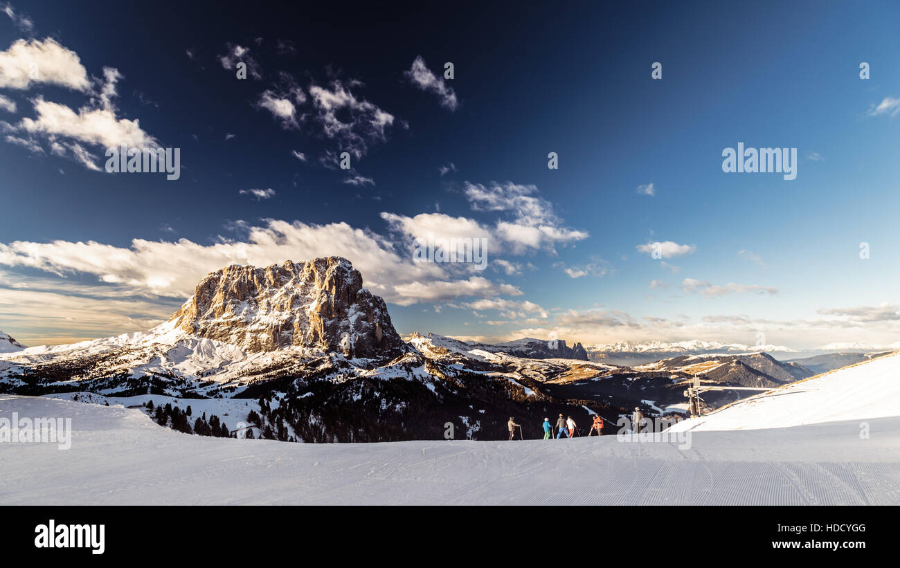 winter in the italian alps, with the ski slope full of snow Stock Photo ...