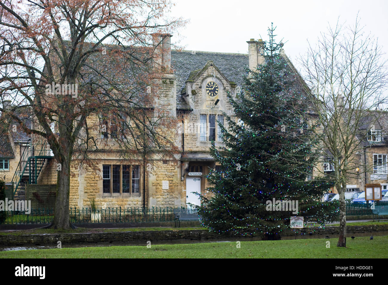 Christmas tree in Bourton-on the-Water Stock Photo