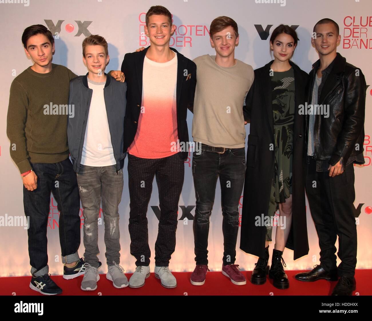 Photocall of Vox series 'Club der roten Baender' Season 2 at Residenz Cologne  Featuring: Ivo Kortlang, Nick Julius Schuck, Damian Hardung, Timur Bartels, Luise Befort, Tim Oliver Schultz Where: Cologne, Germany When: 05 Oct 2016 Stock Photo