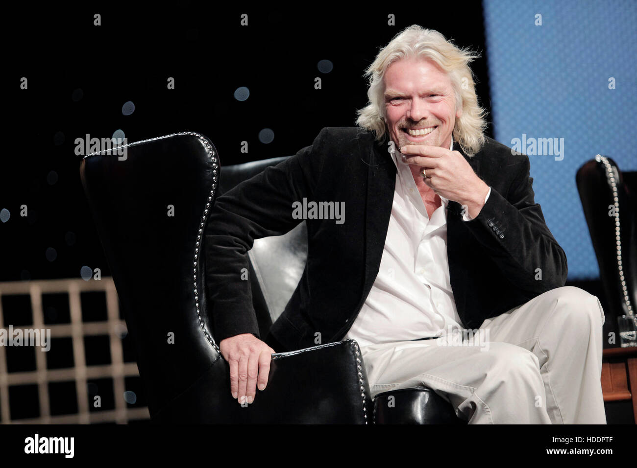 Richard Branson, founder and chairman of Virgin Group Ltd., speaks during the 2010 Ernst & Young Strategic Growth Forum in Palm Desert, California, on November 11, 2010.  Photo by Francis Specker Stock Photo