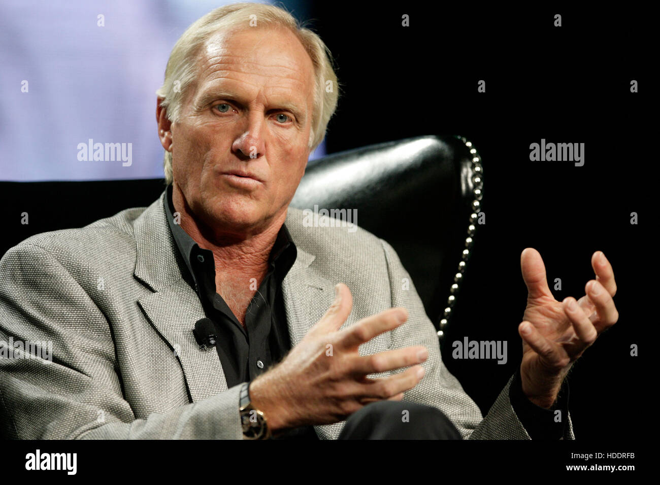 Professional Golfer Greg Norman, chairman and chief executive officer of Great White Shark Enterprises, speaks during the 2010 Ernst & Young Strategic Growth Forum in Palm Desert, California, on November 11, 2010.  Photo by Francis Specker Stock Photo