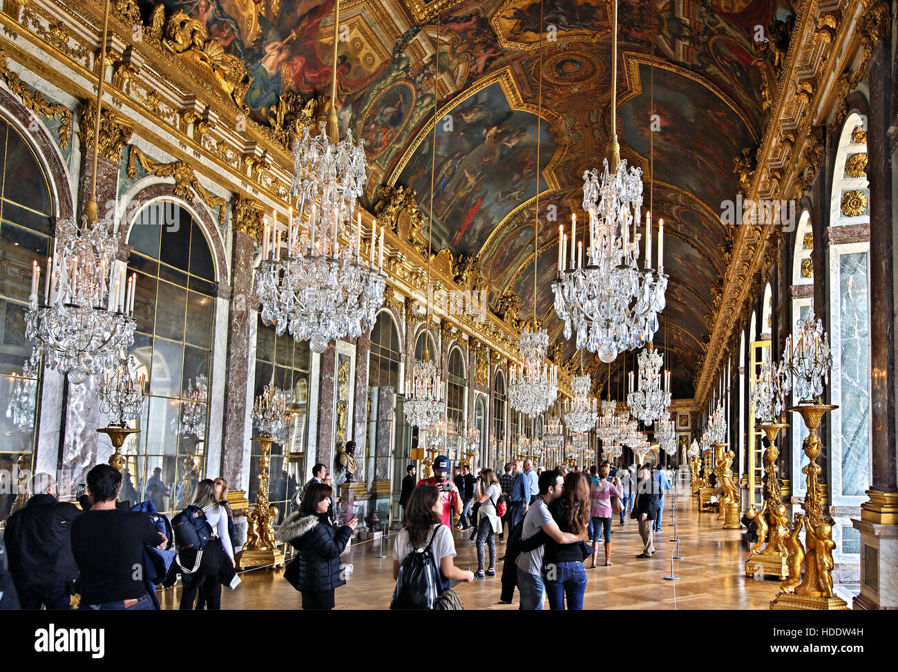 The "Hall Of Mirrors" In The Palace Of Versailles, France Stock Photo ...