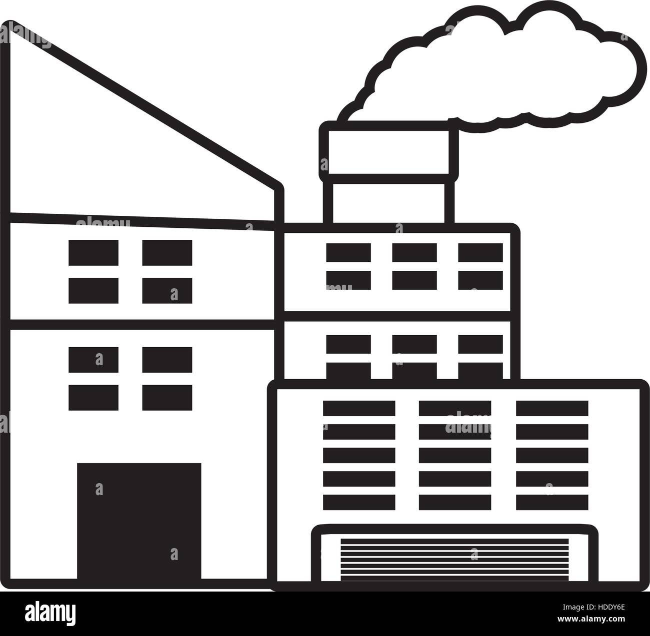 Power Plant Building With Chimney Outline Vector Illustration Eps 10 Stock Vector Image Art Alamy