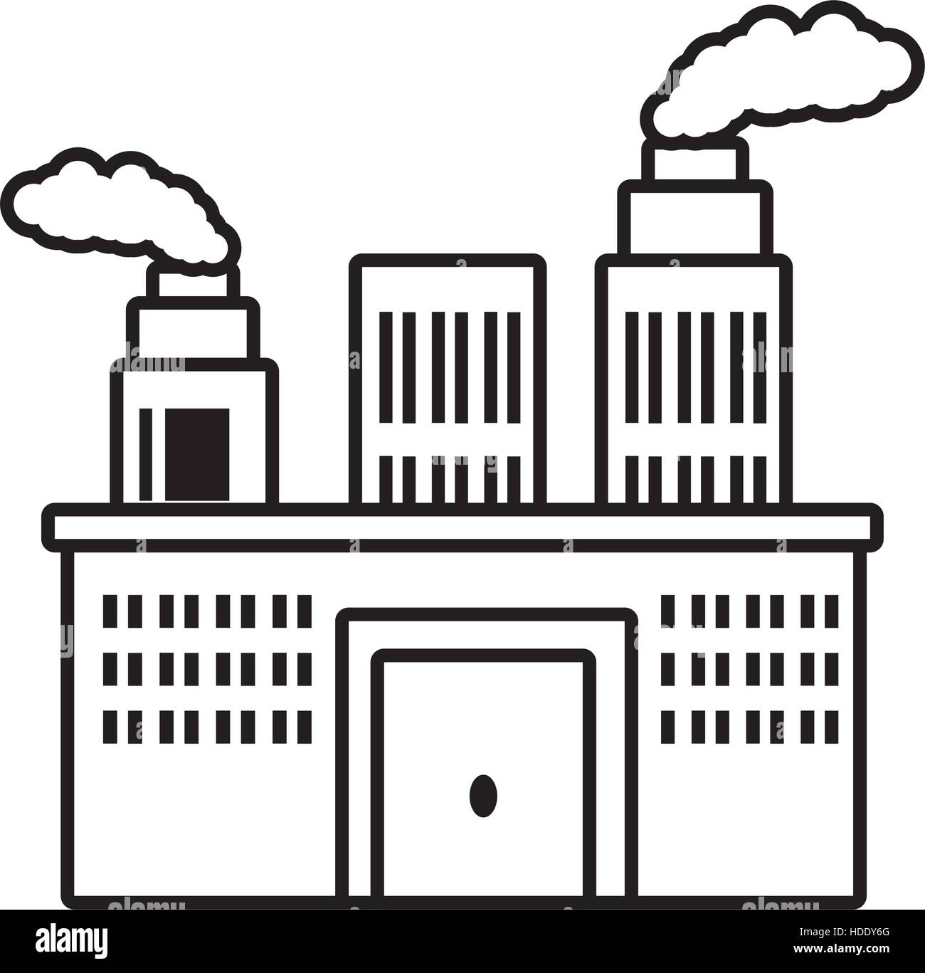 manufacture building pollution chimney outline vector illustration eps 10 Stock Vector