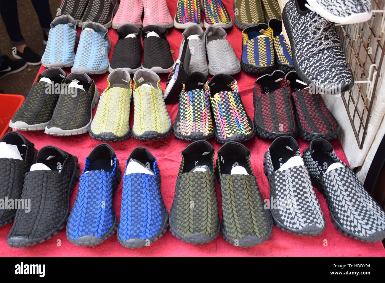 Colorful shoes in a market stall in Hong Kong, China Stock Photo Alamy