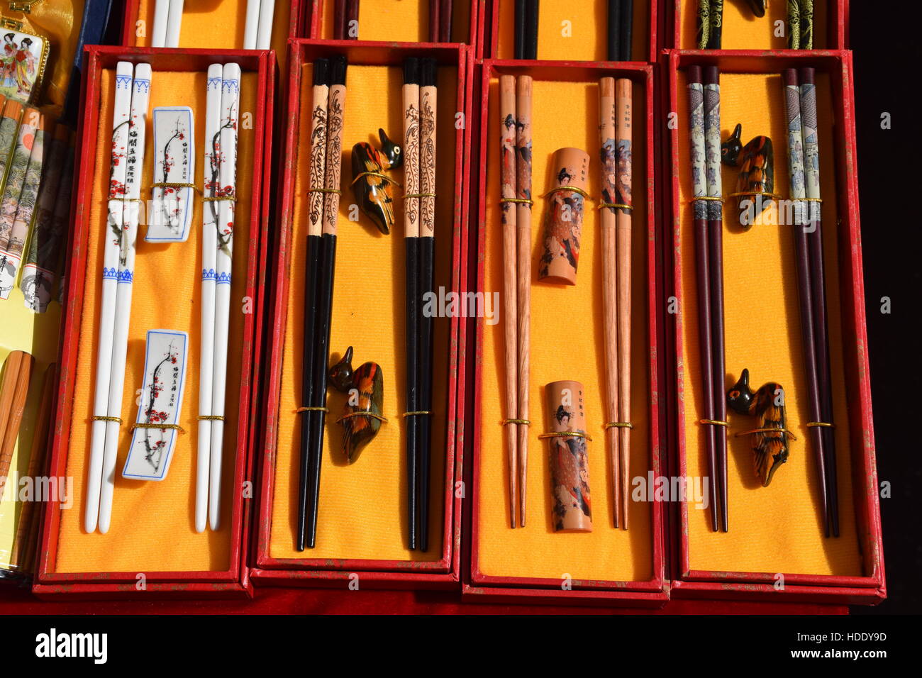 Typical Colorful Chinese Chopsticks With Decorations And