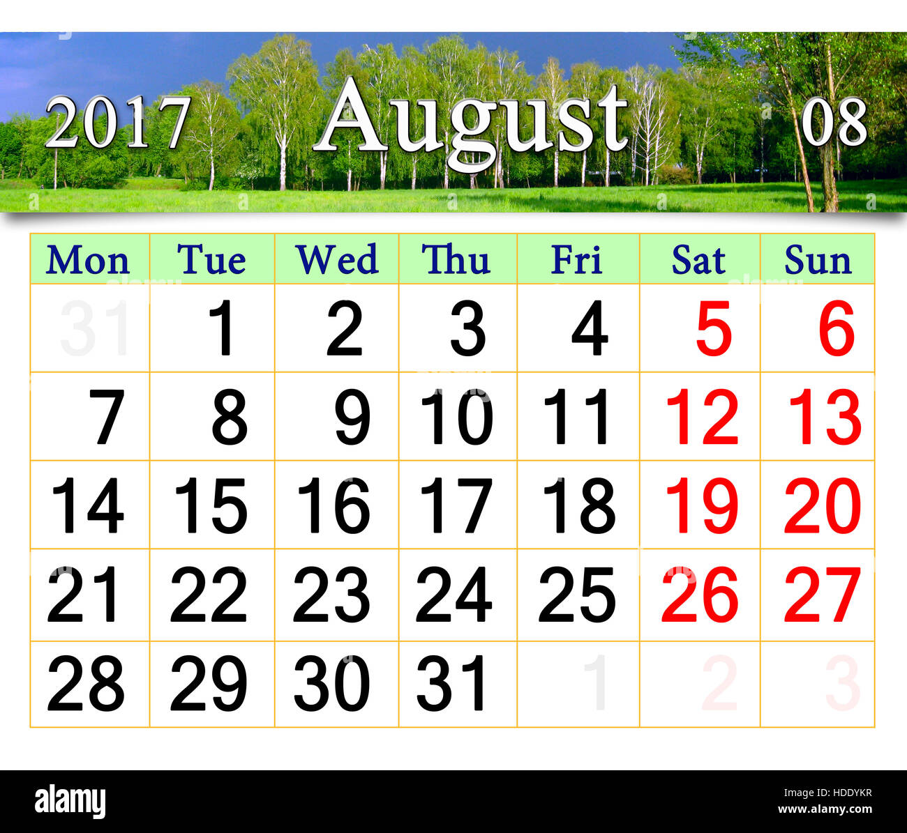Calendar summer Cut Out Stock Images & Pictures - Page 2 - Alamy