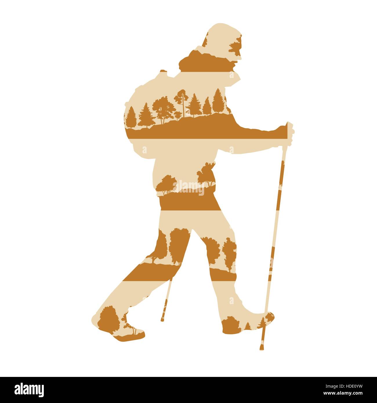 Hiking And Nordic Walking Vector Background Concept Made Of Forest Hiking And Nordic Walking Vector Background Concept Made Of Forest