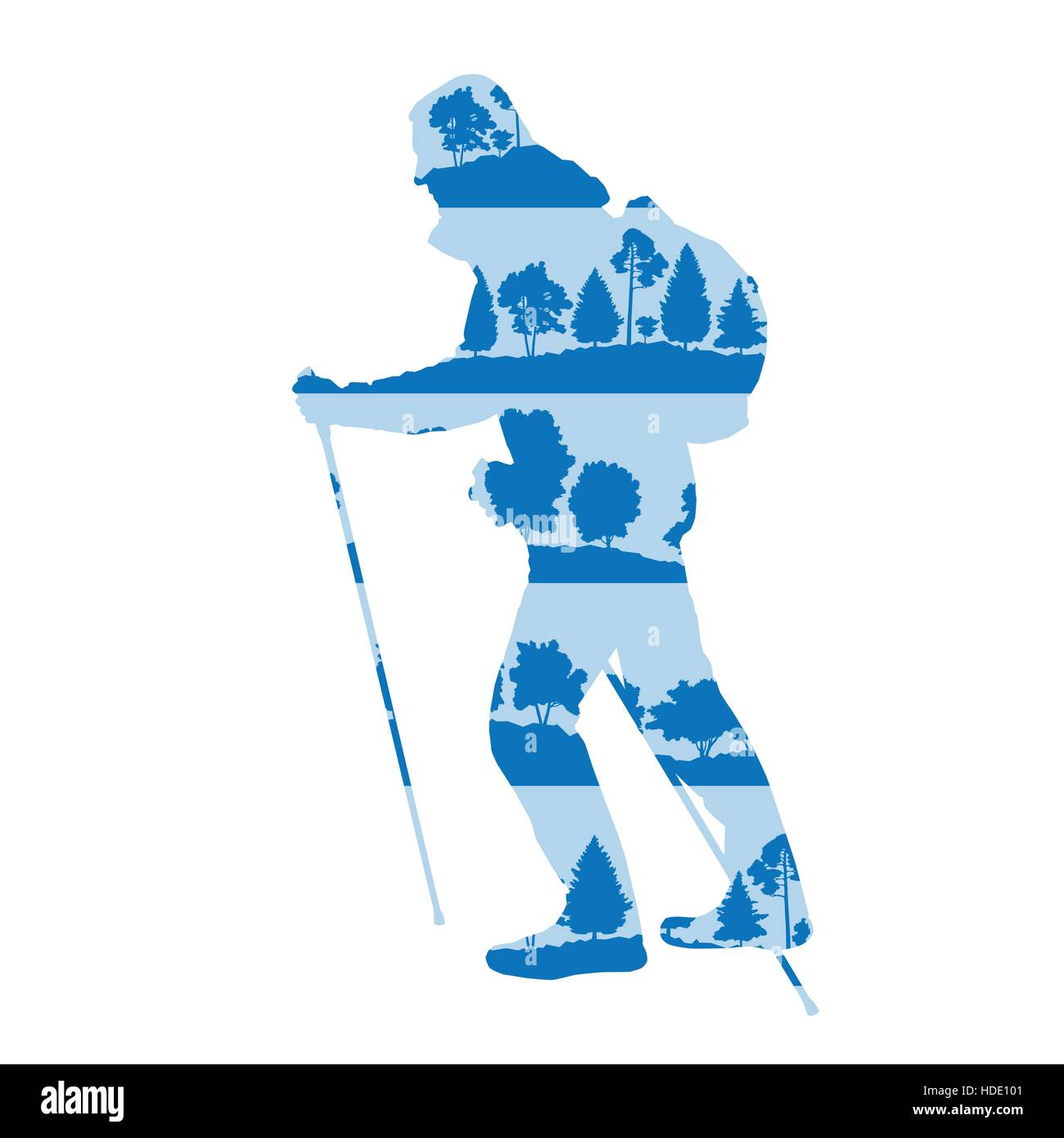 Hiking And Nordic Walking Vector Background Concept Made Of Forest Hiking And Nordic Walking Vector Background Concept Made Of Forest