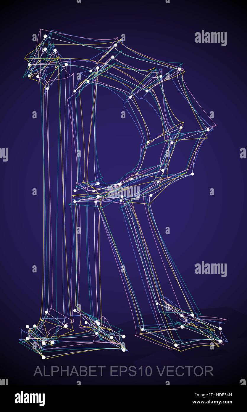 Abstract illustration of a Multicolor sketched R with Transparent ...