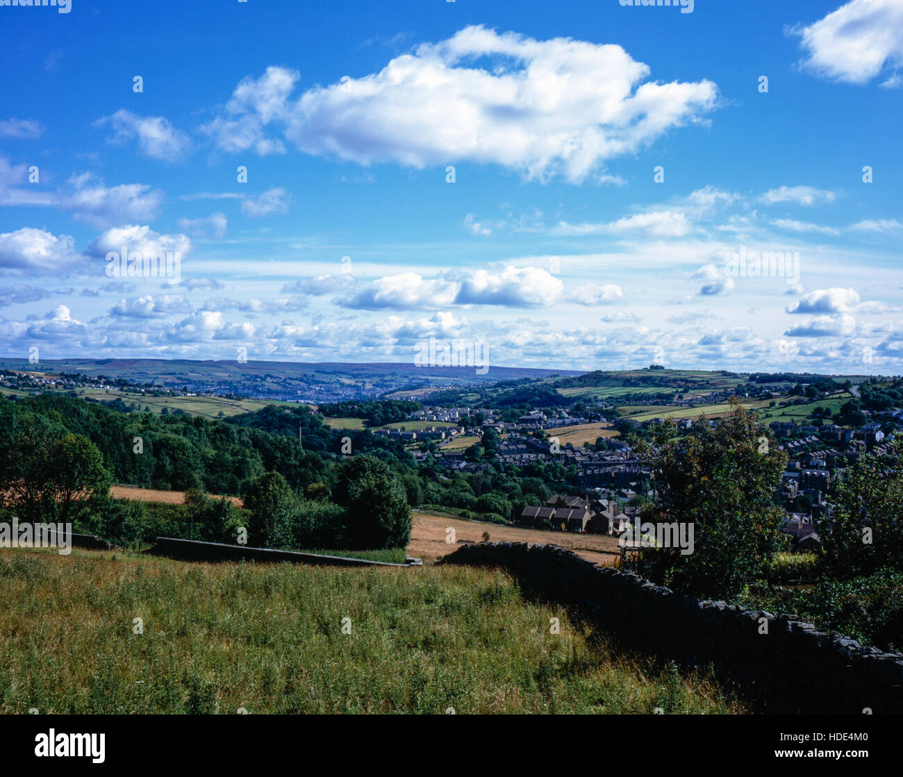 A view of Howarth and Mytholmes along the Worth Valley near Keighley in ...