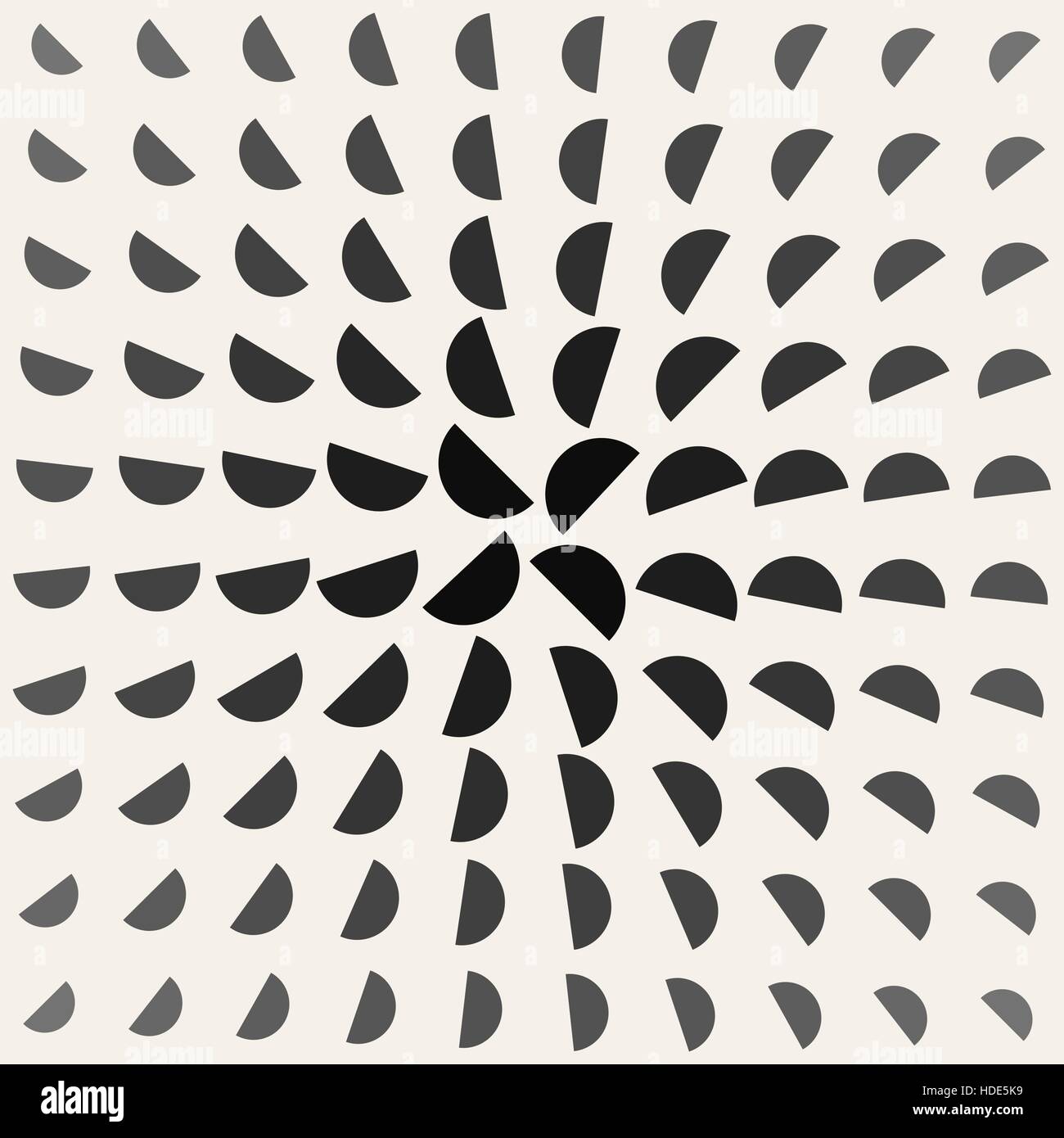 Vector Black and White Half Circle Geometric Pattern Stock Vector Image ...
