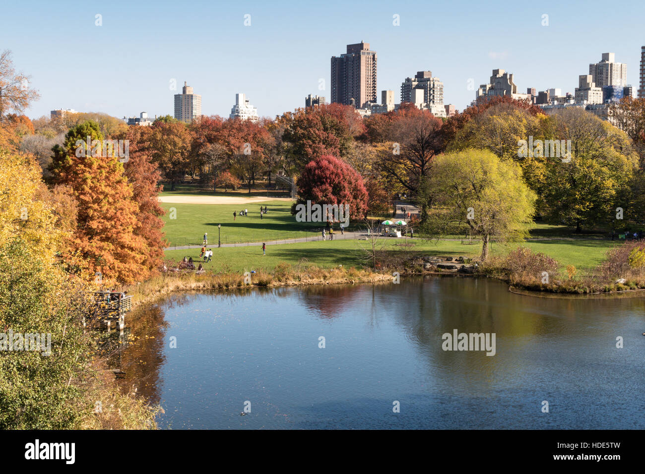 Turtle Pond, Central Park in Autumn, NYC  2016 Stock Photo