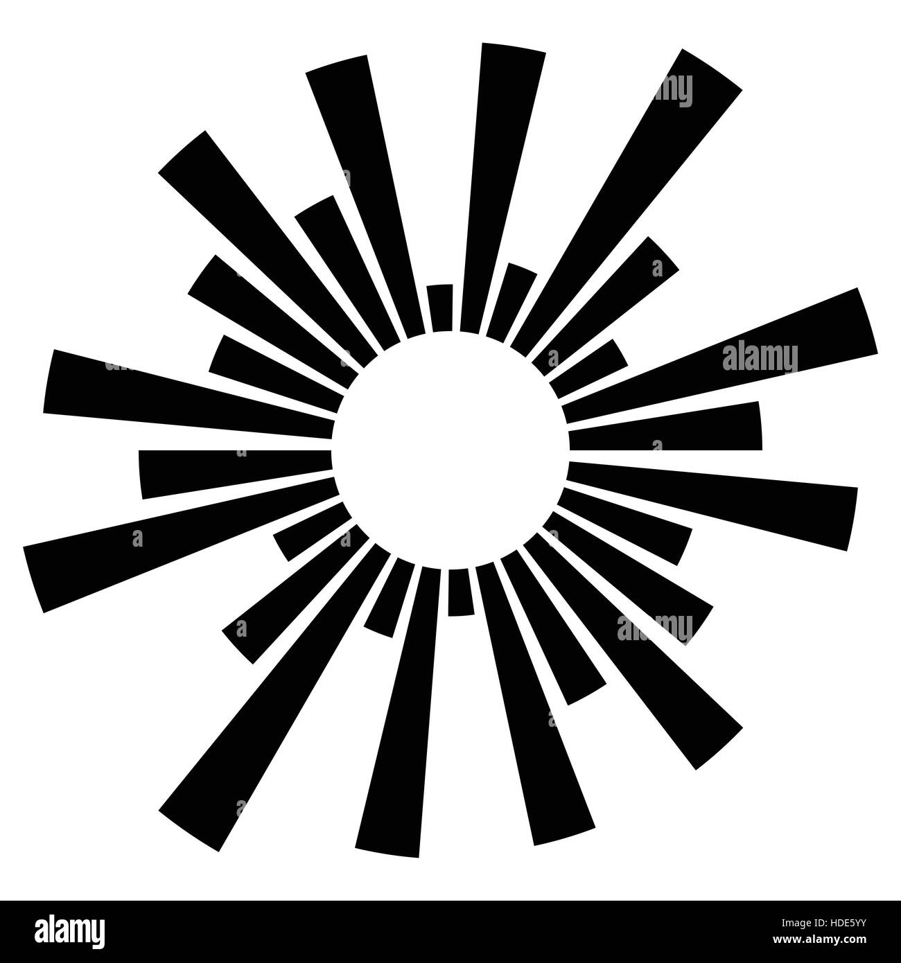Circular element with radiating lines. Radial circle shape. Abstract ...