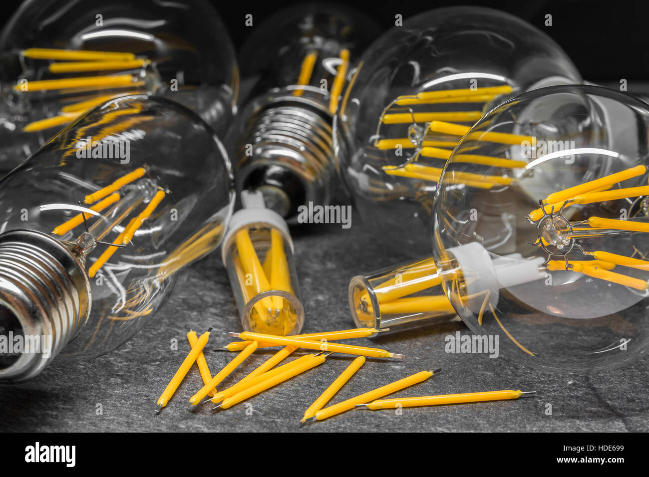spare LED filaments and LED light filament bulbs produces light that is