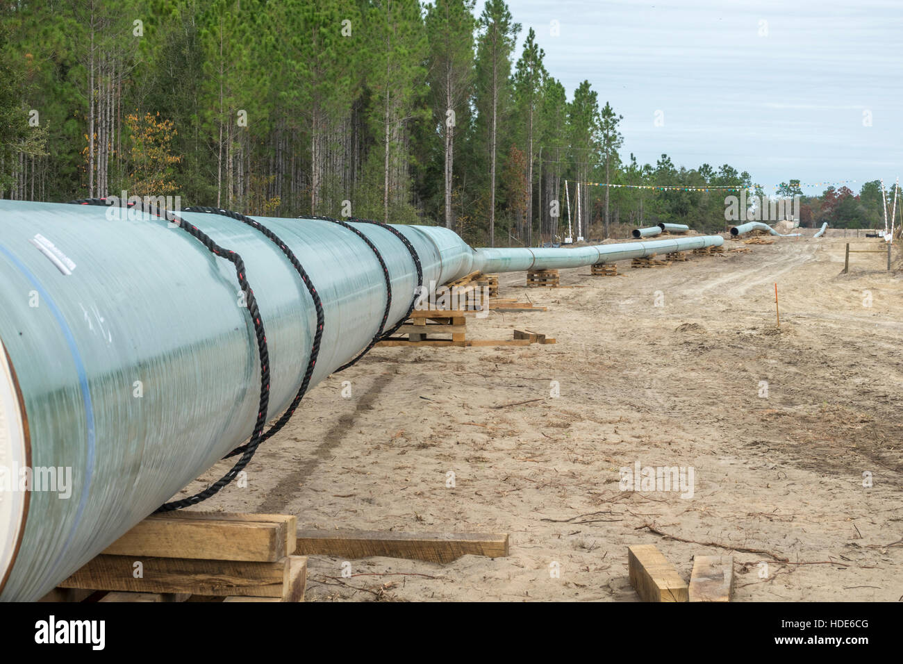 New methane natural gas pipeline construction near Bell, Florida Stock Photo