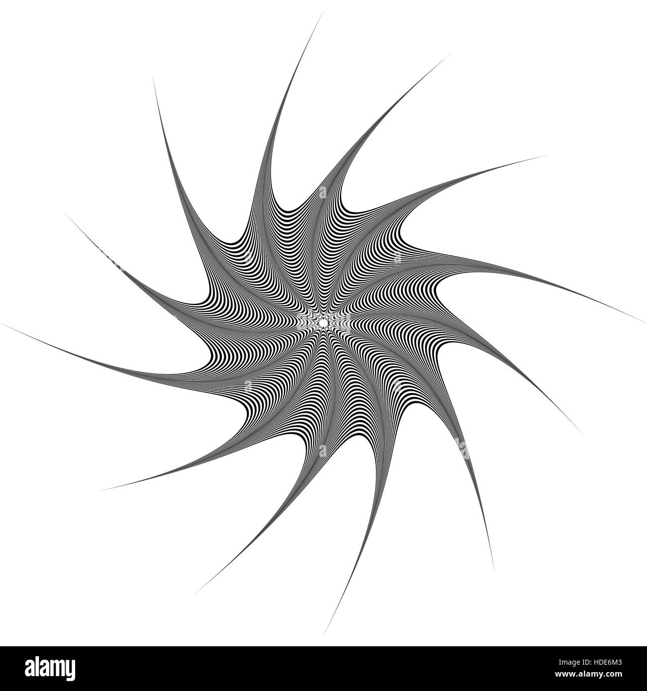 Abstract geometric element. Rotating shape of radial lines with ...