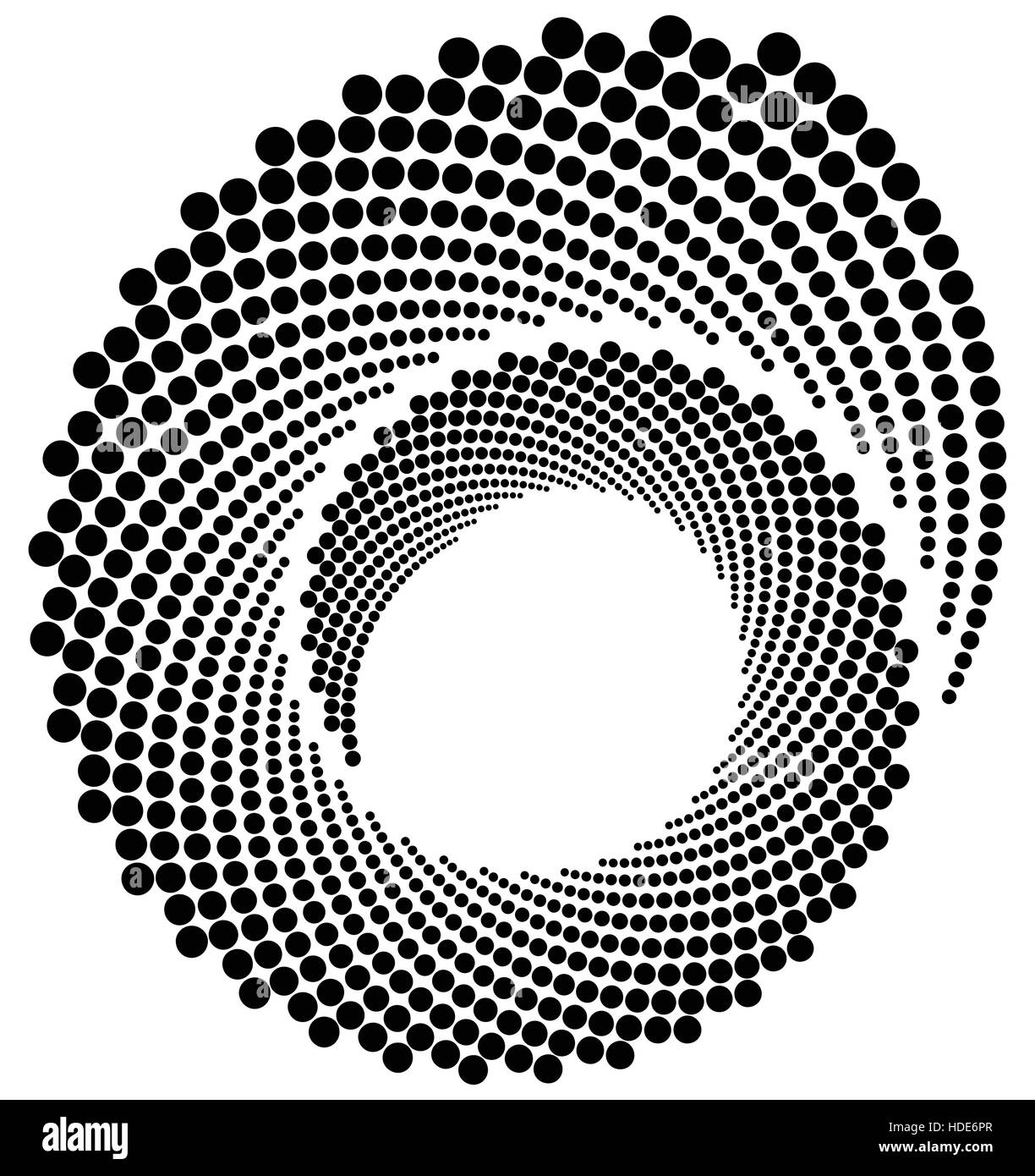 Circle halftone element, circular halftone pattern. Spiral, vortex