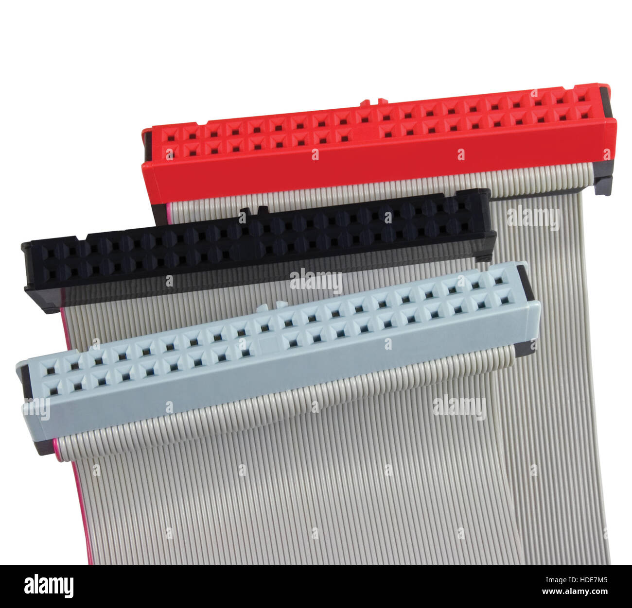 IDE connectors and ribbon cables for hard drive on PC computer