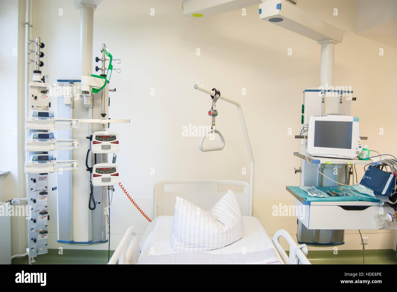 Intensive care unit and trauma care unit of a hospital's emergency department. Stock Photo