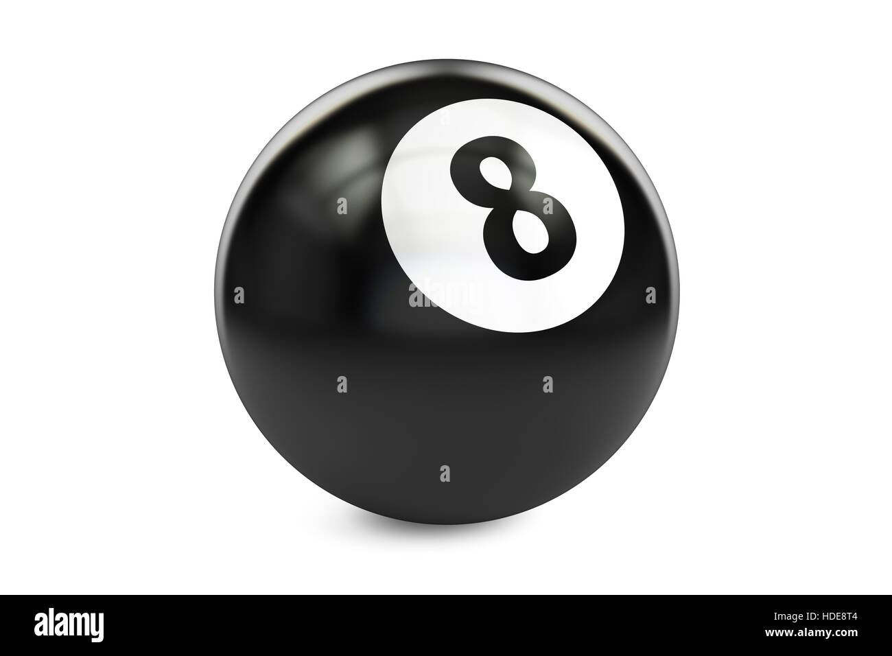 Billiard black eight ball, 3D rendering isolated on white background Stock Photo