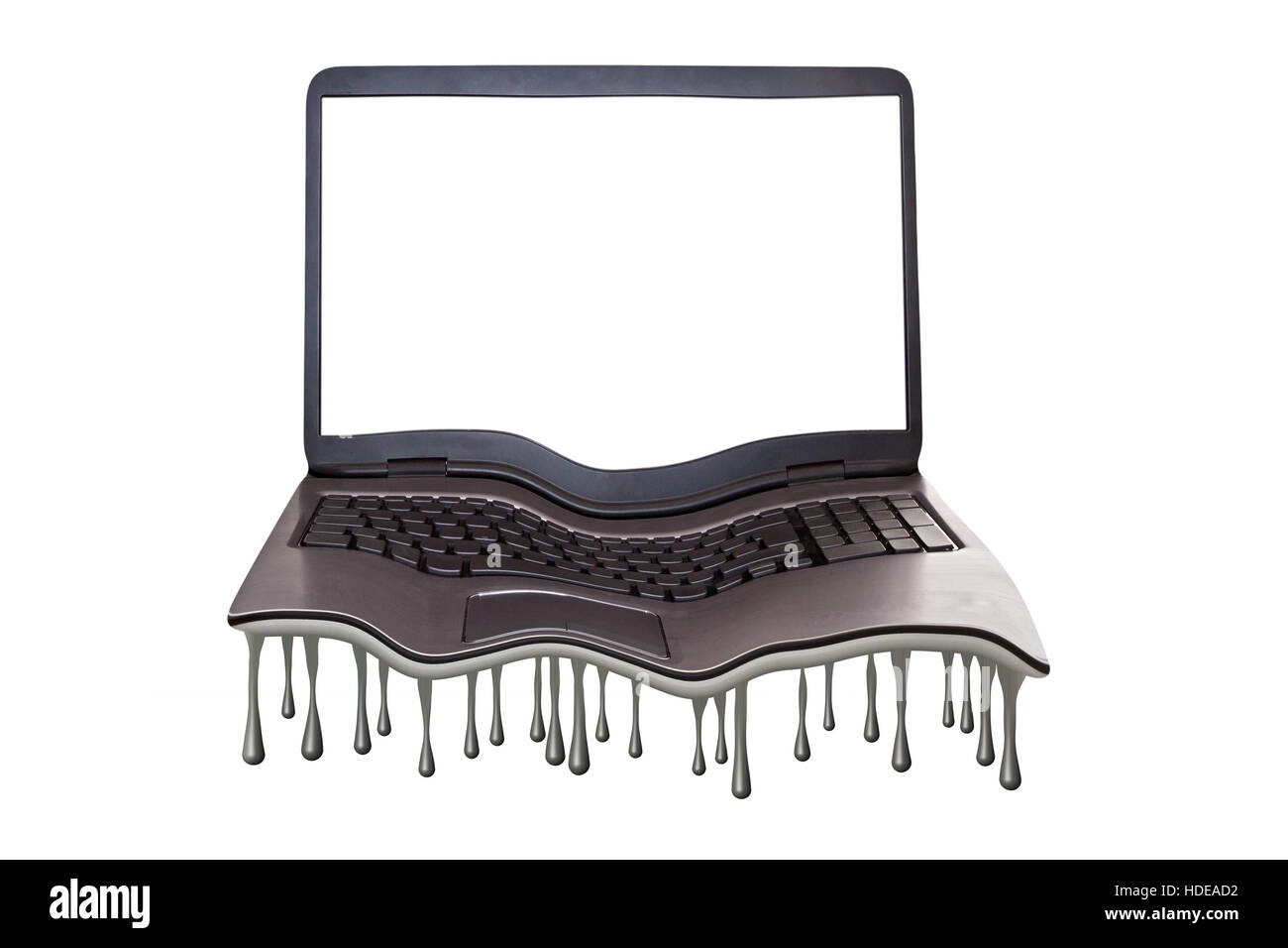Melting laptop with drops Stock Photo