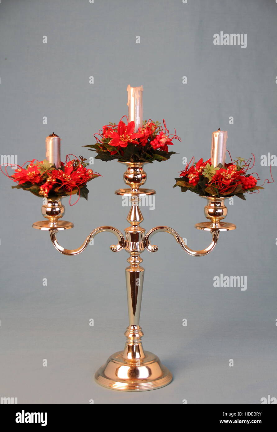Candle Holder With Three Christmas Candles Isolated On A Clear Stock Photo Alamy