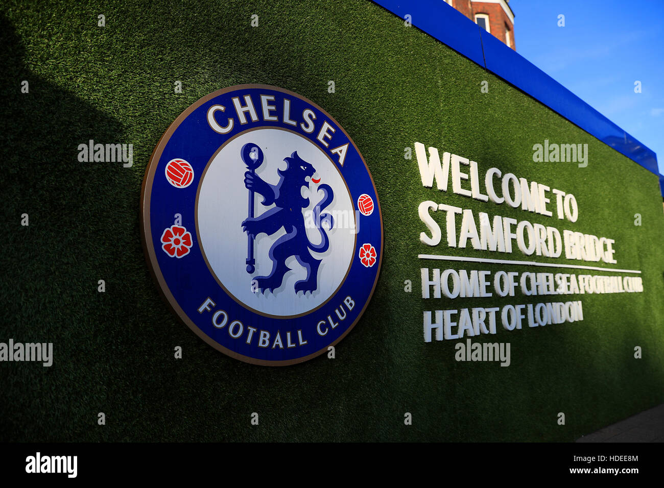 Signage prior to the Premier League match at Stamford Bridge, London ...