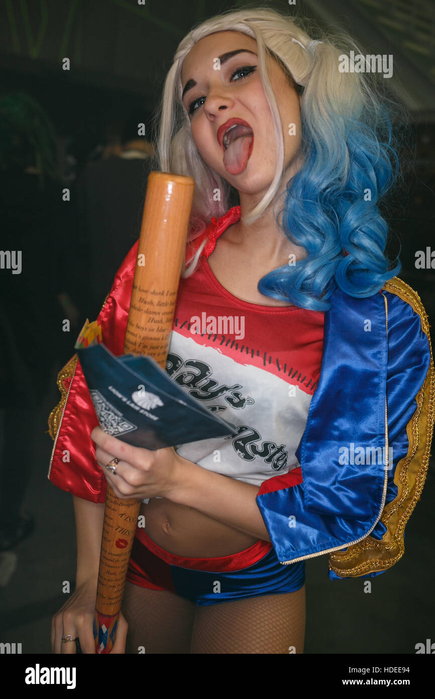 MOSCOW - 9 DECEMBER,2016: International Vape Expo.Cosplay actors work at exposition advertising vaper liquid and vaping devices on sale.Young girl in Stock Photo - Alamy MOSCOW - 9 DECEMBER,2016: International Vape Expo.Cosplay actors work at exposition advertising vaper liquid and vaping devices on sale.Young girl in Stock Photo - Alamy