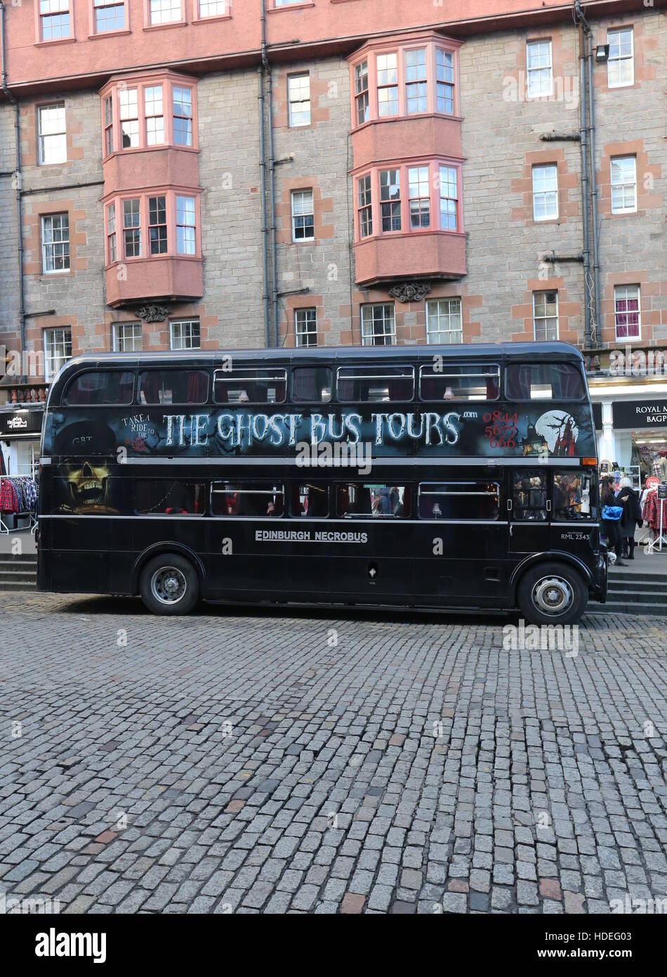 The Ghost Bus Tours Royal Mile Edinburgh Scotland  December 2016 Stock Photo