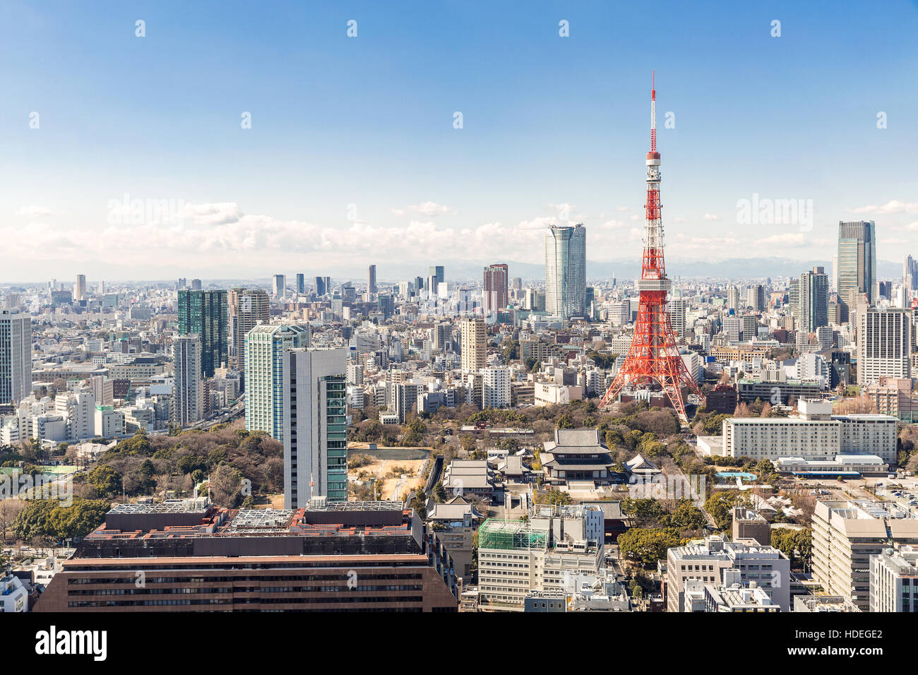 Tokyo Tower with skyline in Tokyo Japan Stock Photo
