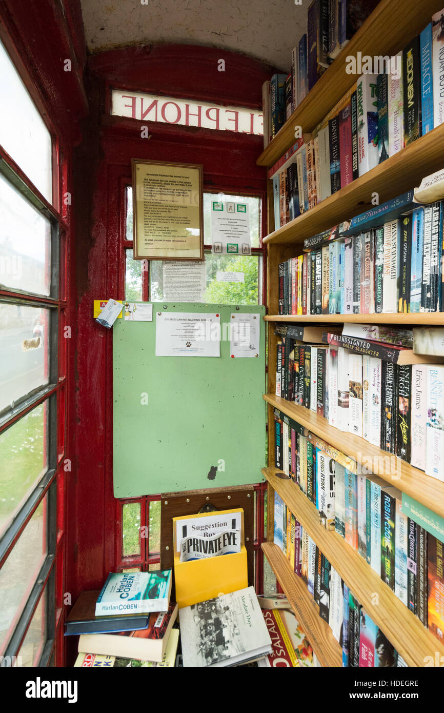 red telephone box uses Barnburgh village library Stock Photo Alamy