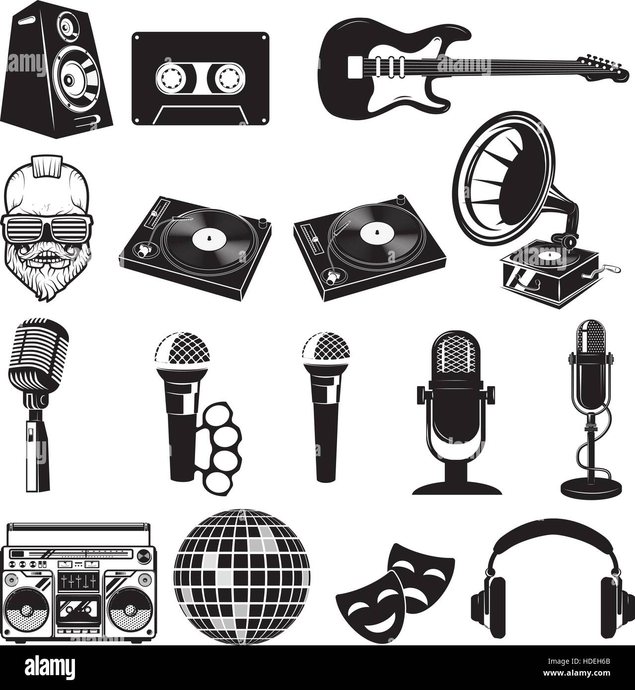 Collection old musical instruments Stock Vector Images - Alamy