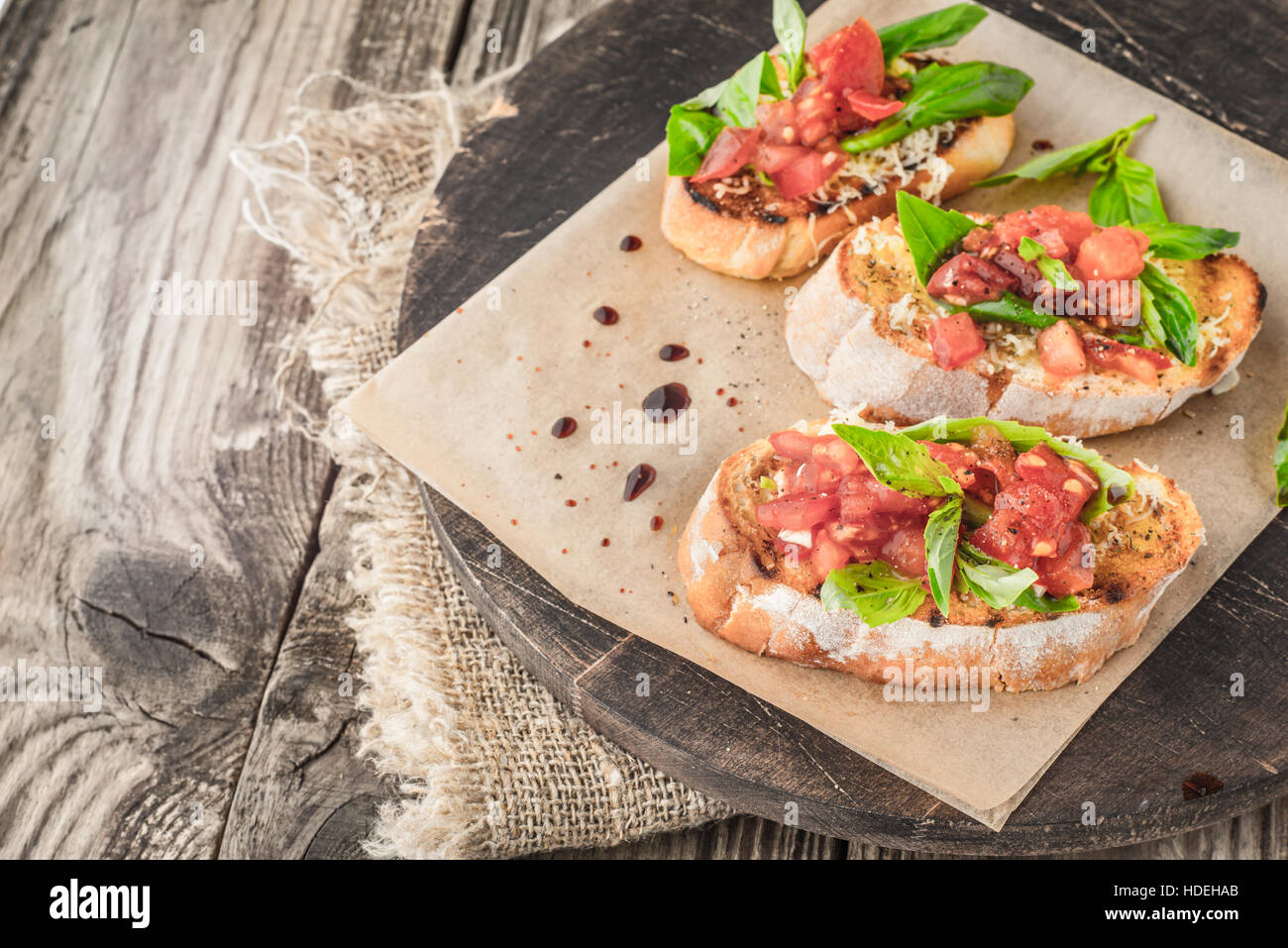 tomato basil bread seasoning vegetable board food Stock Photo Alamy