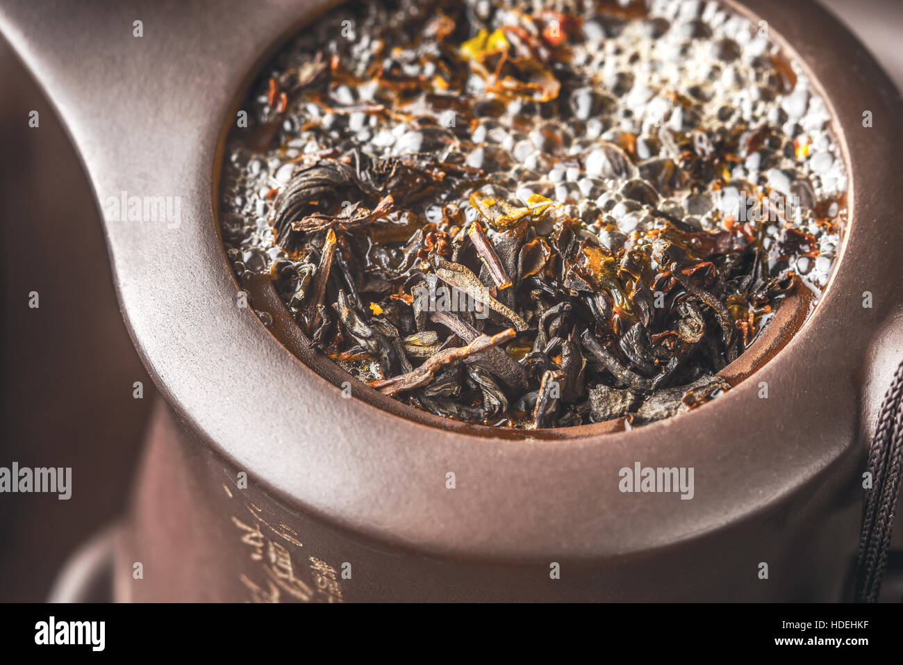 Brewing tea in the teapot horizontal Stock Photo Alamy